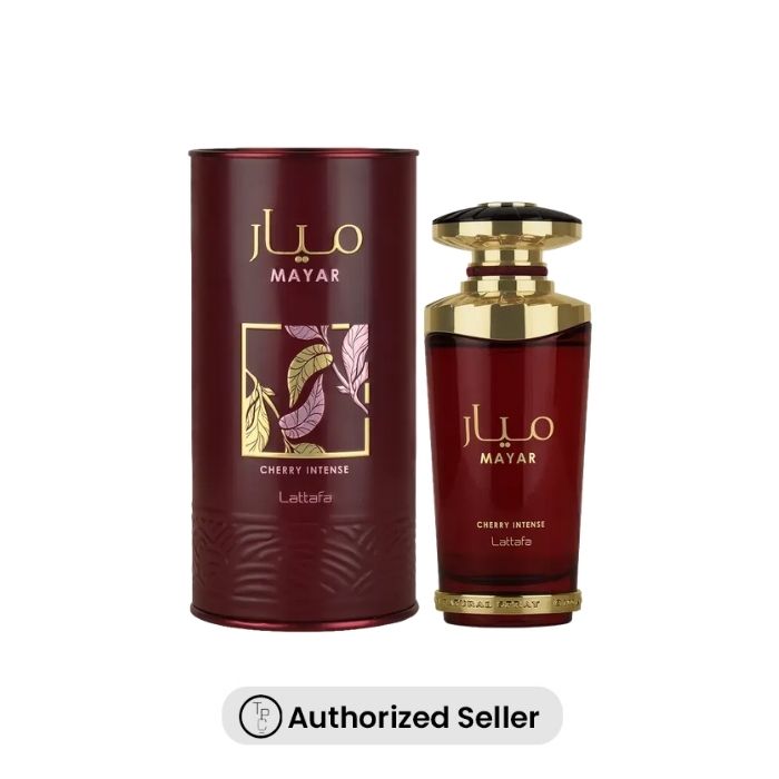 Lattafa Mayar Cherry Intense 100ml perfume bottle featuring a rich fruity and floral fragrance profile for a sweet, elegant scent experience 2