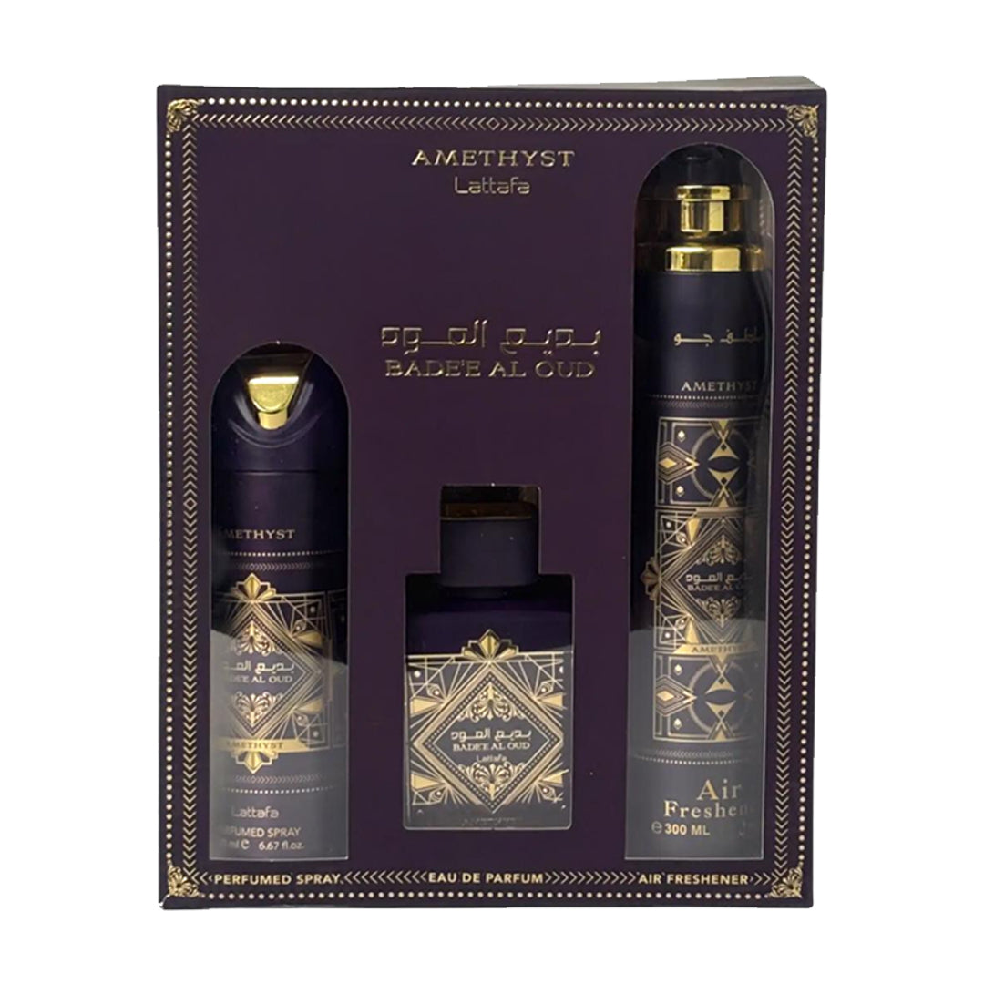  Lattafa Bade'e Al Oud Amethyst Gift Set EDP 100ml price in Pakistan-The Perfume club