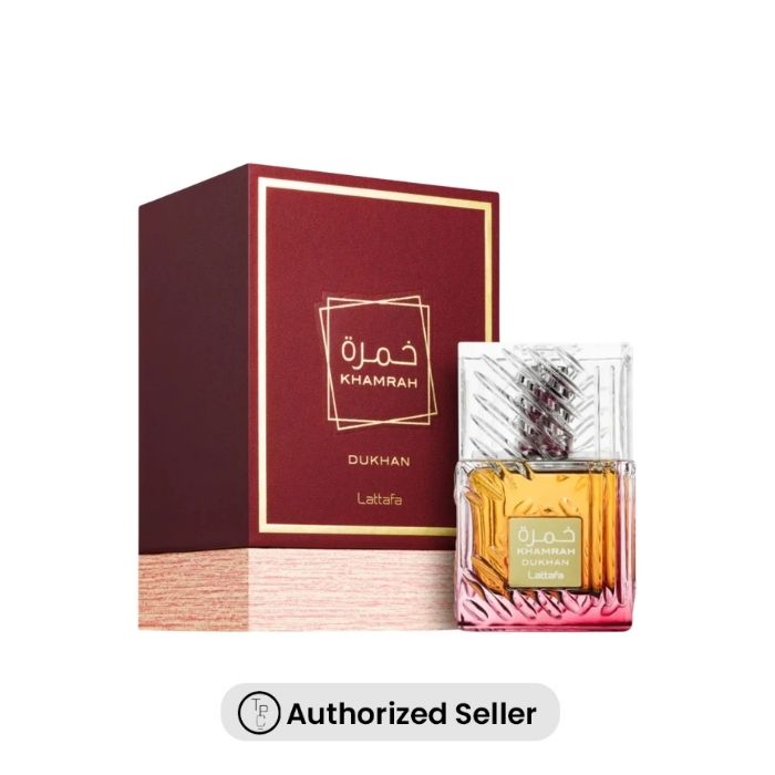 Lattafa Khamrah Dukhan EDP 100ml perfume bottle with a warm, smoky and spicy fragrance profile – shop original Lattafa perfume online in Pakistan 2