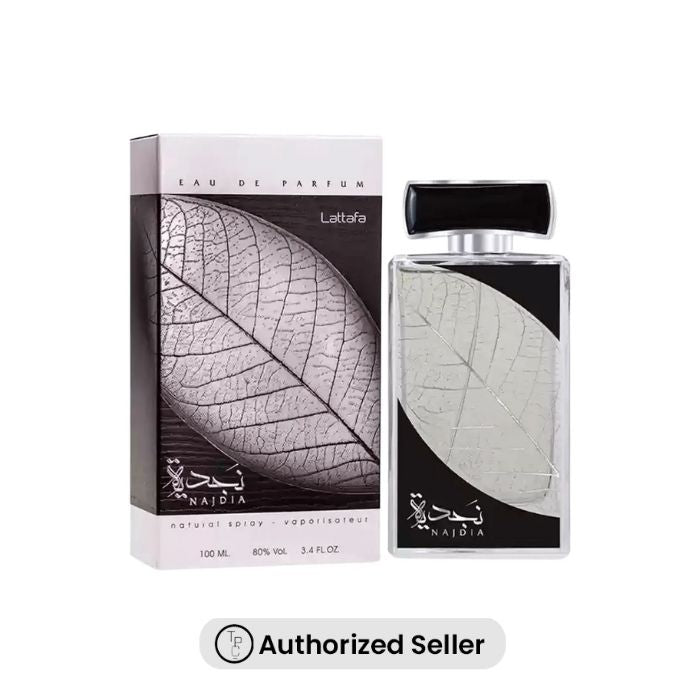 Lattafa Najdia EDP 100ml perfume bottle with a fresh aquatic and woody scent profile – shop authentic Lattafa fragrance online in Pakistan 2